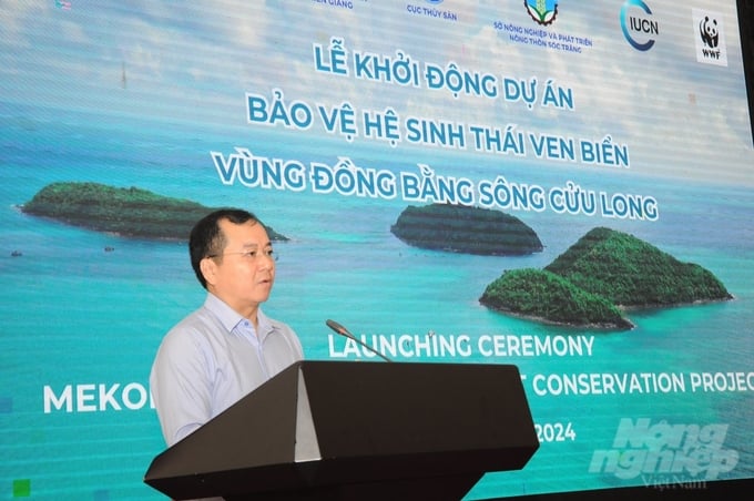 Ông Trần Đình Luân, Cục trưởng Cục Thủy sản phát biểu tại lễ khởi động dự án. Ảnh: Trung Chánh.