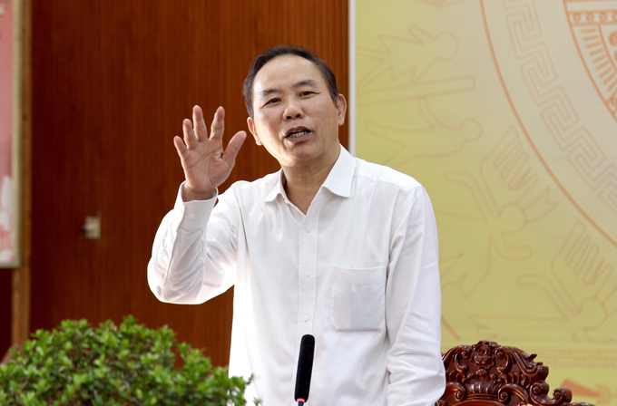 Deputy Minister Phung Duc Tien spoke at the working session with Binh Dinh People’s Committee.