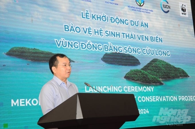 Mr. Tran Dinh Luan, Director of the Department of Fisheries, spoke at the project launching ceremony. Photo: Trung Chanh.