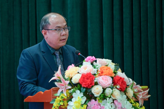 Ông Nguyễn Văn Chính, Giám đốc Vườn Quốc gia Cúc Phương phát biểu tại hội nghị. Ảnh: Tùng Đinh.