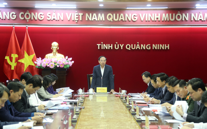 Hội nghị Ban Thường vụ Tỉnh ủy Quảng Ninh. Ảnh: Thu Chung