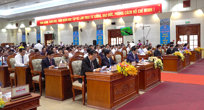 Hơn 500 đại biểu đến tham dự hội nghị công bố quy hoạch và xúc tiến đầu tư tỉnh Tiền Giang sáng 24/3. Ảnh: Minh Đảm.