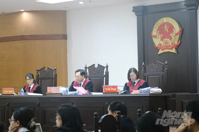 HĐXX phiên phúc thẩm vụ án Nguyễn Thị Hà Thành. Ảnh: Kiên Trung.