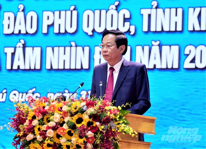 Secretary of the Kien Giang Provincial Party Committee affirmed that four main goals for the development of Phu Quoc island were achieved and exceeded, with many outstanding results. Photo: Trung Chanh.