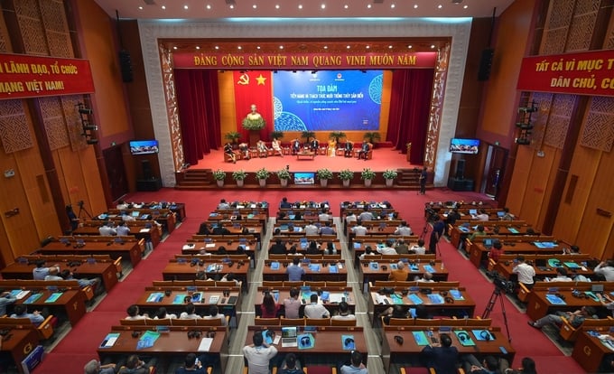 Overhead view of the Sustainable Mariculture Development Conference - Insights from Quang Ninh on April 1. Photo: Tung Dinh.