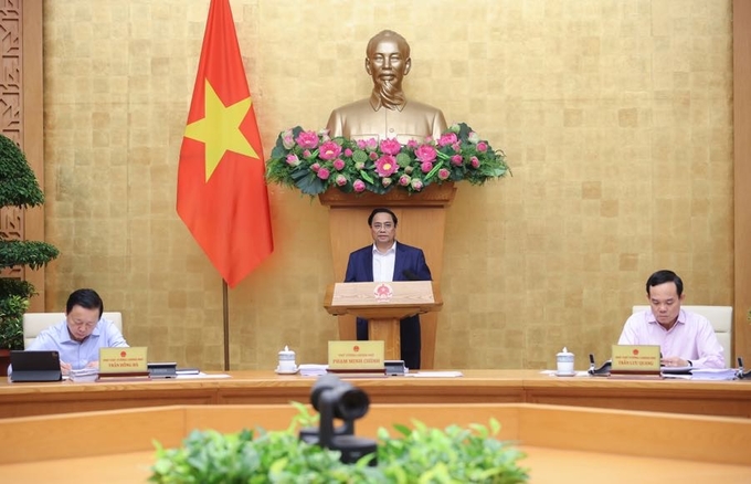 Thủ tướng Phạm Minh Chính chủ trì phiên họp Chính phủ thường kỳ tháng 3/2024 và Hội nghị trực tuyến Chính phủ với địa phương. Ảnh: VGP.