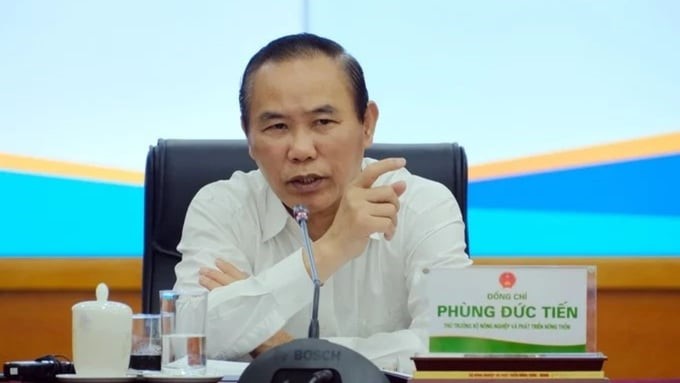 Deputy Minister of Agriculture and Rural Development Phung Duc Tien spoke at the conference briefing on the livestock sector in the first quarter of 2024. Photo: Hung Khang.