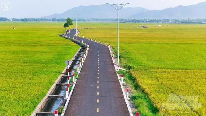 Cánh đồng lúa tại xã An Nhứt, huyện Long Điền được nhựa hóa gắn liền với chương trình xây dựng nông thôn mới