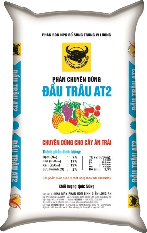 Phân bón Đầu Trâu chuyên dùng cho cây ăn trái của Công ty CP Phân bón Bình Điền giúp cho sầu riêng nâng cao năng suất, chất lượng.