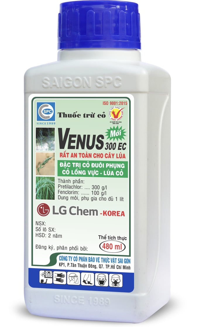 Thuốc trừ cỏ Venus 300EC của Công ty CP BVTV Sài Gòn (SPC) nghiên cứu sản xuất từ nguyên liệu của Hàn Quốc, phòng trừ cỏ rất hiệu quả.