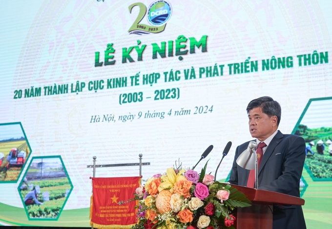 Thứ trưởng Bộ NN-PTNT Trần Thanh Nam phát biểu tại lễ kỷ niệm 20 năm thành lập Cục Kinh tế hợp tác và PTNT. Ảnh: Tùng Đinh.