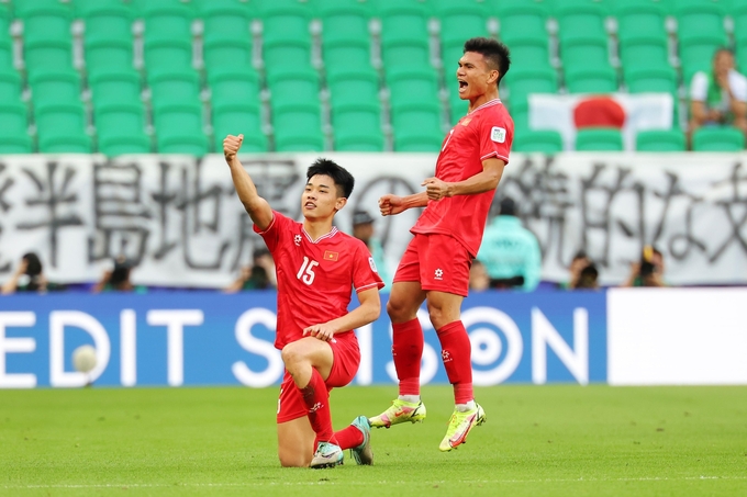 Bàn thắng đẹp của Đình Bắc trong trận đấu gặp Nhật Bản tại Asian Cup 2023. Ảnh: VFF.