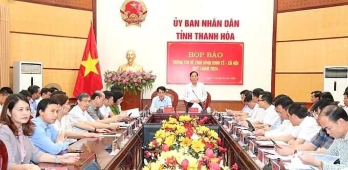 Toàn cảnh buổi họp báo quý I của UBND tỉnh Thanh Hóa.