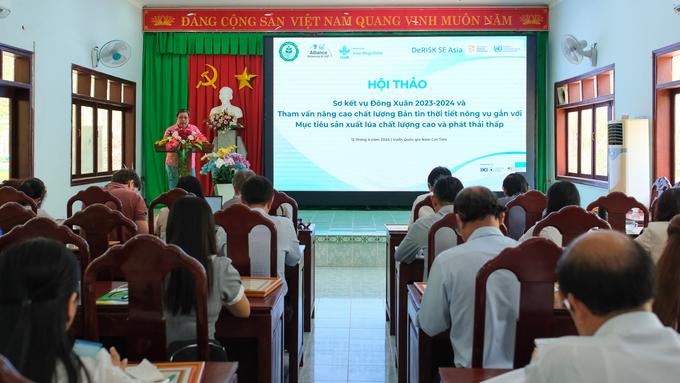The workshop to review the 2023-2024 winter-spring crop outcomes in the Mekong Delta convened on April 12 at Nam Cat Tien National Park (Dong Nai). Photo: Quynh Chi.