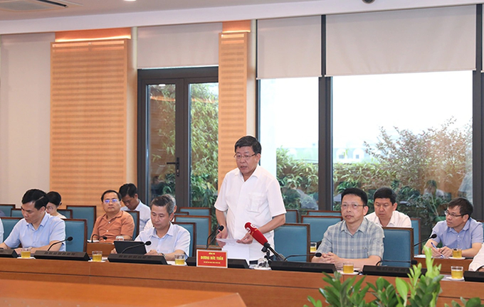 Phó Chủ tịch UBND TP Hà Nội phát biểu tại buổi làm việc. Ảnh: UBND Hà Nội.