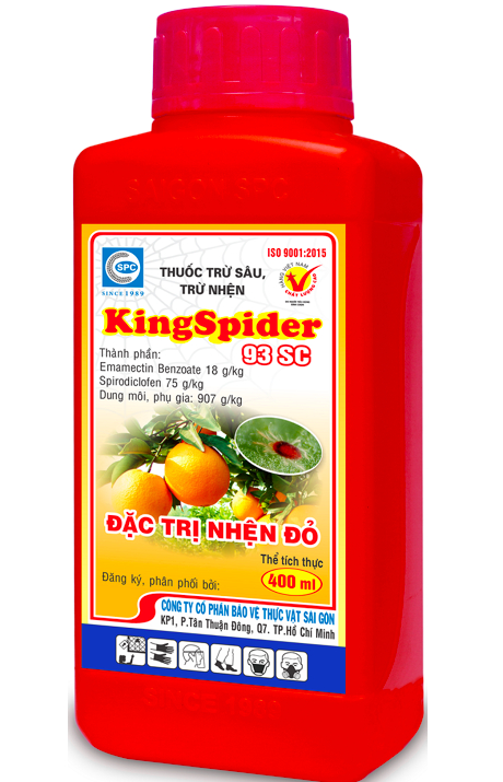 Thuốc trừ sâu, trừ nhện King Spider  93SC của Công ty CP BVTV Sài Gòn - SPC rất hiệu quả trong phòng trị.
