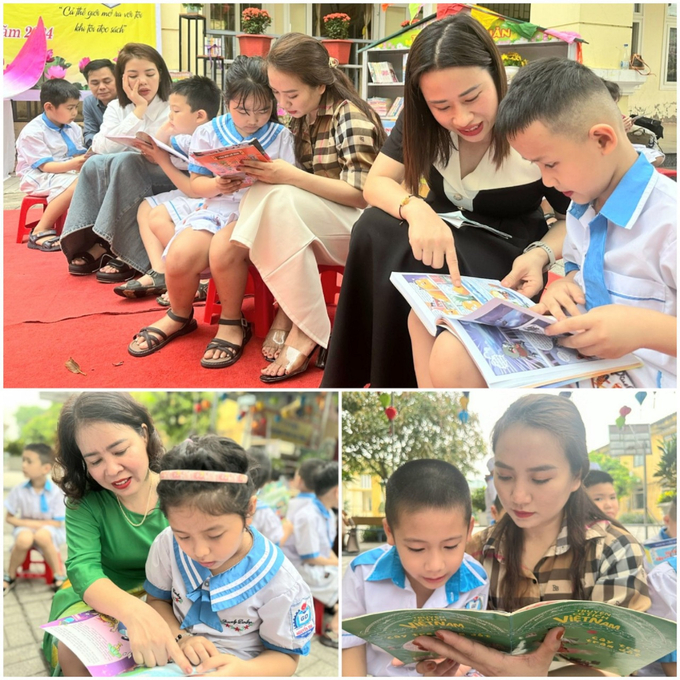 Hoạt động ý nghĩa này thu hút hàng trăm phụ huynh, giáo viên tham gia đọc sách cùng con. 