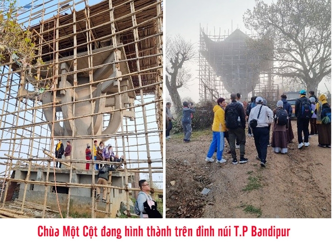 Chùa Một Cột đang hình thành trên đỉnh núi T.P Bandipur