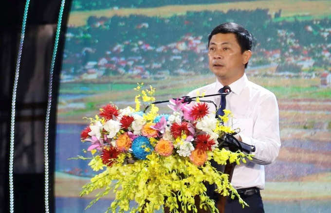 Phó Chủ tịch UBND tỉnh Hà Tĩnh Lê Ngọc Châu phát biểu tại buổi lễ. 