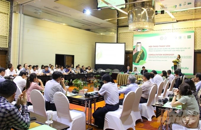 At the workshop, experts, policymakers, and managers evaluated the effectiveness and role of the RiceMoRe system in serving state management in the crop production field. Photo: Trung Quan.