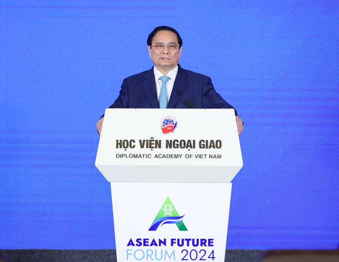 Thủ tướng Phạm Minh Chính phát biểu tại phiên khai mạc Diễn đàn Tương lai ASEAN. Ảnh: VGP.