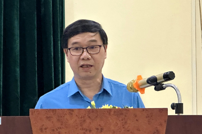 Chủ tịch Công đoàn NN-PTNT Việt Nam Nguyễn Hà Xuyên đã phát động đợt thi đua cao điểm trong đoàn viên, công nhân viên chức lao động thiết thực lập thành tích chào mừng Tháng Công nhân. Ảnh: Đức Bình.