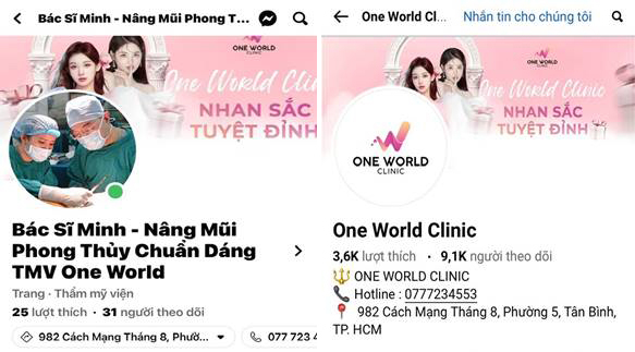 Hình ảnh quảng cáo trên tài khoản facebook của Công ty TNHH One World Clinic. 