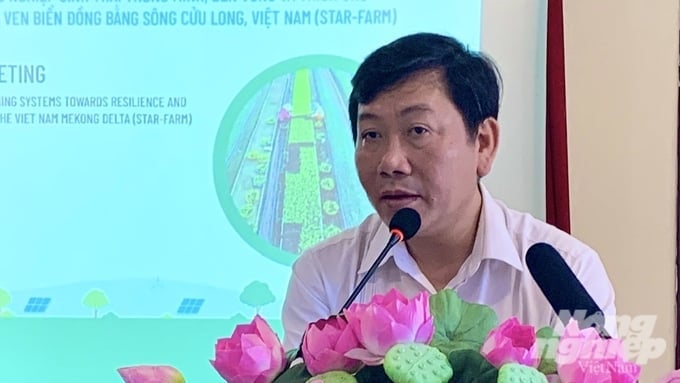 Mr. Nguyen Do Anh Tuan, Director of the International Cooperation Department at the Ministry of Agriculture and Rural Development, requested stakeholders to collaborate in building agricultural production models that characterize the middle and coastal zones of the Mekong Delta. Photo: HT.