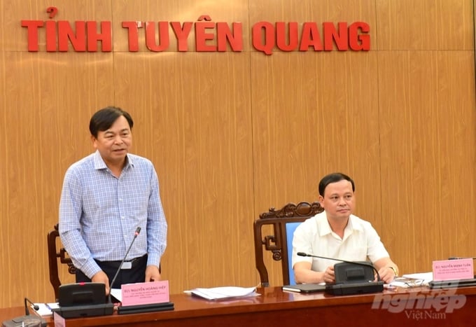 Thứ trưởng Nguyễn Hoàng Hiệp đề nghị tỉnh Tuyên Quang tiếp tục thực hiện các công việc tiếp theo đảm bảo theo đúng lộ trình, quy định. Ảnh: HH.