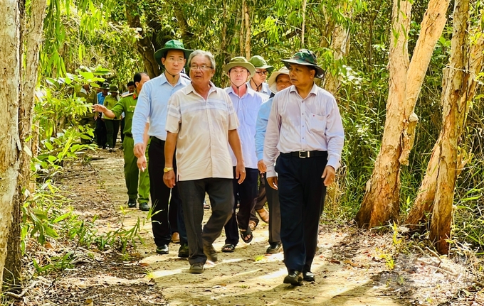 Ông Trần Văn Lâu, Chủ tịch UBND tỉnh Sóc Trăng kiểm tra công tác phòng chống cháy rừng tại các phân trường trên địa bàn tỉnh. Ảnh: Tuấn Phi.