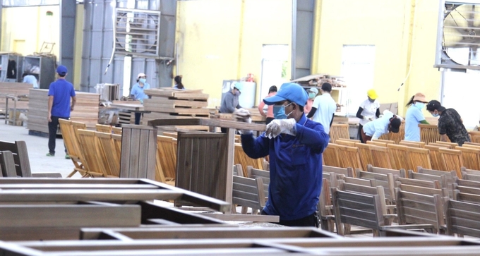 Trong chế biến gỗ xuất khẩu, nguyên liệu chiếm từ 40 - 60% cơ cấu giá thành sản phẩm. Ảnh: V.Đ.T.
