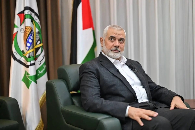 Thủ lĩnh Hamas Ismail Haniyeh phát biểu trong cuộc phỏng vấn độc quyền với hãng thông tấn Anadolu ở Istanbul, Thổ Nhĩ Kỳ hôm 20/4. Ảnh: Anadolu. 