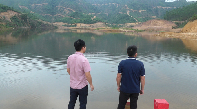 Hồ chứa nước Khe Tâm (xã Nam Sơn) có tổng mức đầu tư 120 tỷ đồng. Ảnh: Nguyễn Thành.