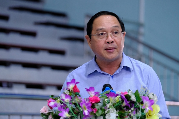 Ông Trương Minh Trung, Phó Tổng Giám đốc Tập đoàn Công nghiệp Cao su Việt Nam phát biểu khai mạc. Ảnh: Đăng Lâm.