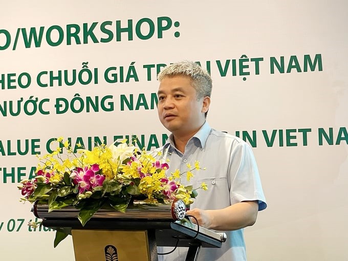 Dr. Nguyen Tien Dinh shared research results at the workshop. Photo: HT.