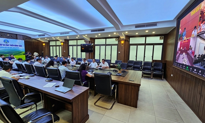 Phiên họp được kết nối trực tuyến đến điểm cầu tại 3 tỉnh: An Giang, Cà Mau, Đồng Tháp. Ảnh: Bảo Thắng.