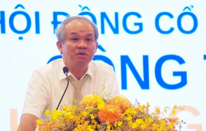 Mr Doan Nguyen Duc (Mr. Duc), Chairman of the Board of Directors of Hoang Anh Gia Lai Joint Stock Company (HAGL), speaking at the annual shareholders' meeting. Photo: Nguyen Thuy.