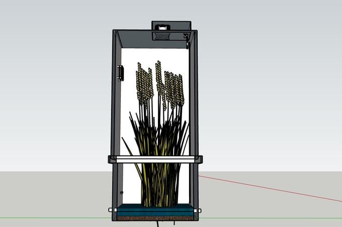 Sơ đồ mô phỏng tổng thể thiết kế hệ thống đo phát thải CO2 và CH4 từ cây lúa. Ảnh: Kim Anh.