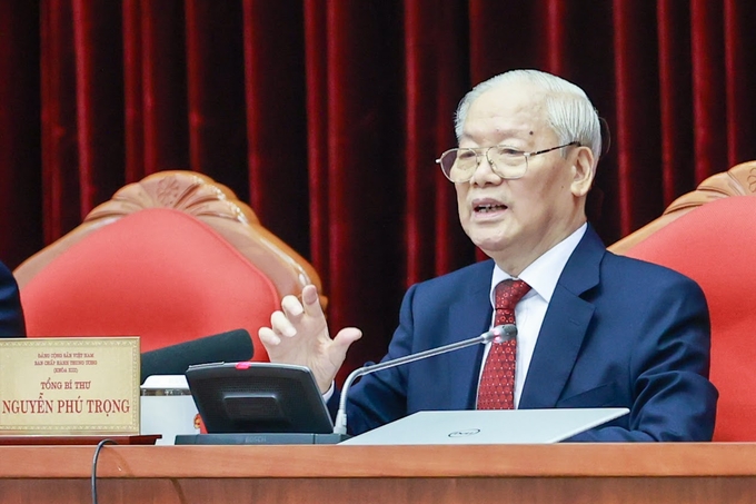 Tổng Bí thư Nguyễn Phú Trọng phát biểu bế mạc hội nghị. Ảnh: VGP.