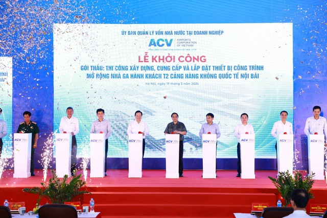Thủ tướng phát lệnh khởi công dự án mở rộng nhà ga Quốc tế Nội Bài. Ảnh: VPCP.