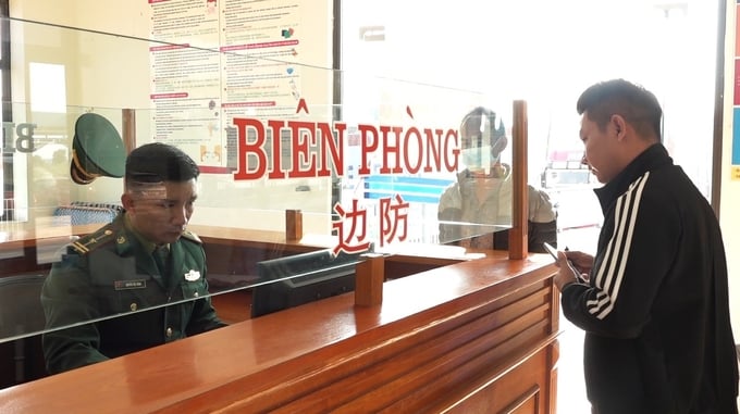 Cán bộ hải quan TP Móng Cái làm thủ tục cho doanh nghiệp thông quan. Ảnh: Nguyễn Thành.