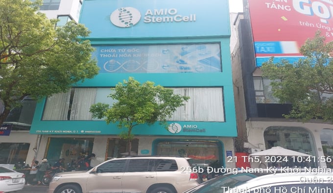 Cơ sở mang tên 'Amino StemCell' có địa chỉ tại số 256B Nam Kỳ Khởi Nghĩa, phường Võ Thị Sáu, quận 3, TP.HCM. Ảnh: Sở Y tế TP.HCM.