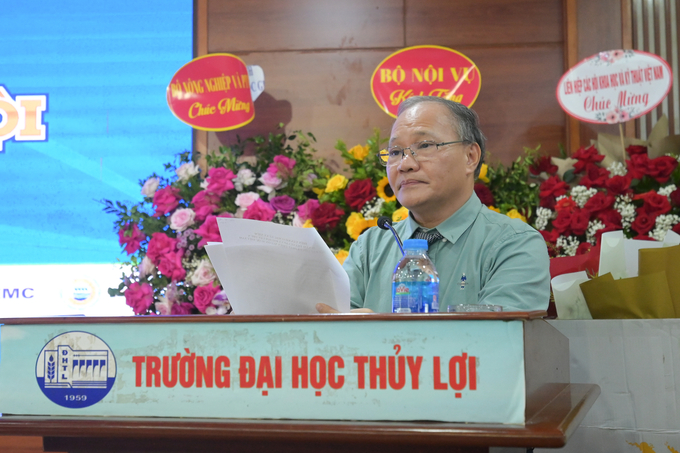 TS Hoàng Văn Thắng, Chủ tịch Hội Đập lớn và phát triển nguồn nước chia sẻ về phương hướng phát triển của hội trong thời gian tới. Ảnh: Tùng Đinh.