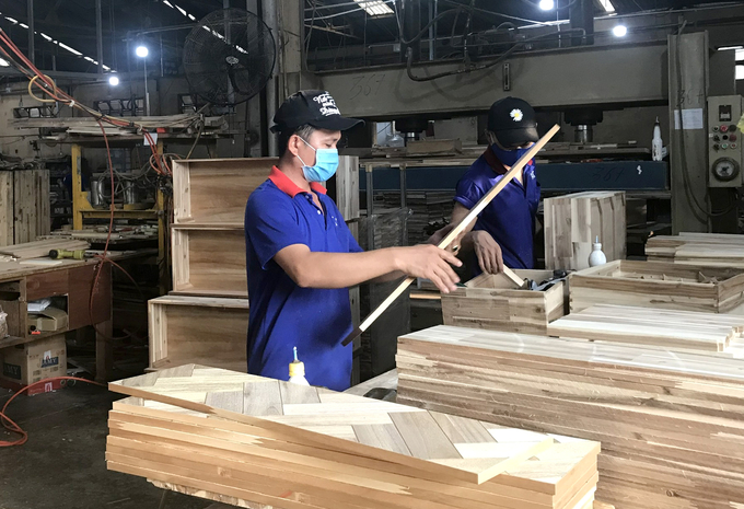 Chế biến sản phẩm gỗ xuất khẩu tại một nhà máy ở Bình Dương. Ảnh: Sơn Trang.
