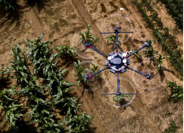 Among other things, researchers in the PhenoRob Cluster of Excellence at the University of Bonn are investigating the use of drones in agriculture. Credit: Volker Lannert / University of Bonn.