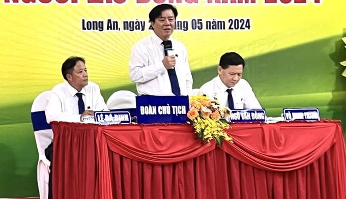 Ông Ngô Văn Đông, Tổng Giám đốc Công ty CP Phân bón Bình Điền phát biểu tại Hội nghị đại biểu người lao động năm 2024.