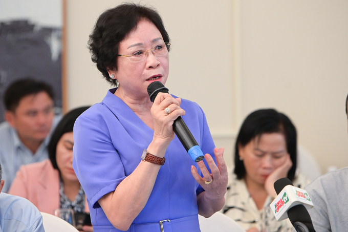 Ms. Tran Kim Lien, Chairman of the Vietnam Seed Group Joint Stock Company Board of Directors, shared at the seminar. Photo: Tung Dinh.