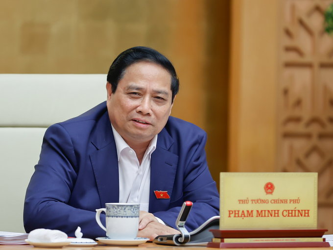 Thủ tướng Phạm Minh Chính nêu rõ, chính sách tiền tệ, tài khóa ưu tiên cho tăng trưởng càng cao càng tốt và kiểm soát lạm phát theo mục tiêu dưới 4,5%. Ảnh: VGP.