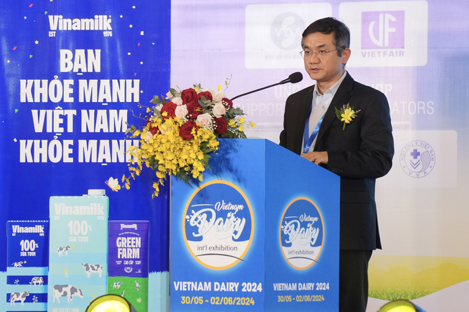 Ông Nguyễn Quang Trí - Giám đốc điều hành Marketing Vinamilk - phát biểu tại sự kiện khai mạc Triển lãm quốc tế ngành sữa và sản phẩm sữa 2024.