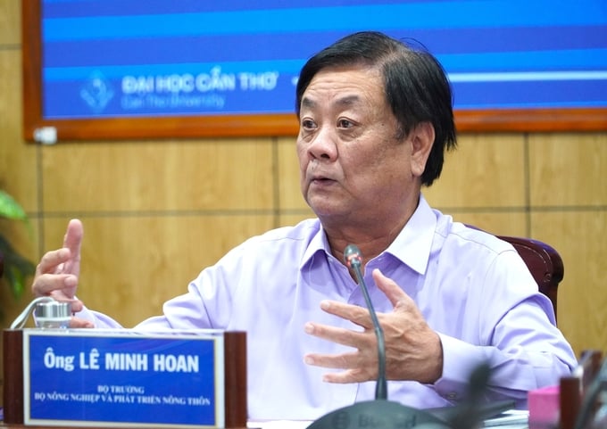 Bộ trưởng Bộ NN-PTNT Lê Minh Hoan gợi mở các vấn đề trong công tác nghiên cứu khoa học lĩnh vực nông nghiệp. Ảnh: Nguyên Anh.